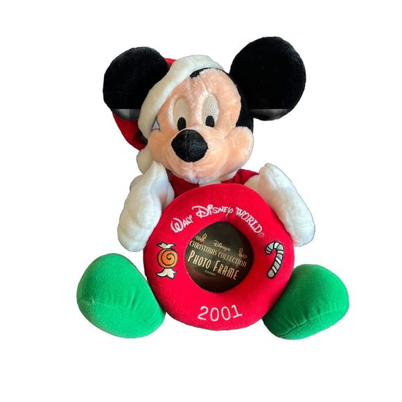 Walt Disney World Christmas Collection Photo Frame 2001 Plush Mickey Santa 10 “ - Picture 1 of 9